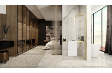 nowoczesna łazienka ze ścianką prysznicową