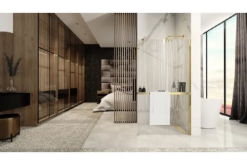 nowoczesna łazienka ze ścianką prysznicową